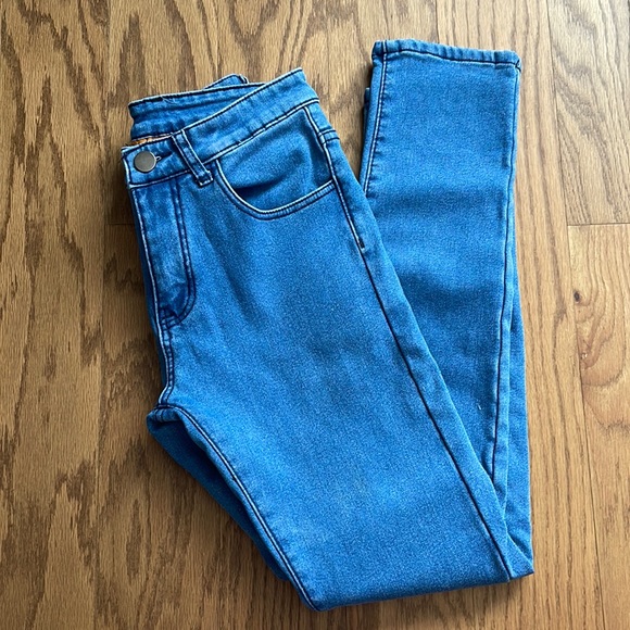Men's High Waist Fleece Lined Skinny Jeans / Size: 28 / Color: Blue Denim - Picture 4 of 13
